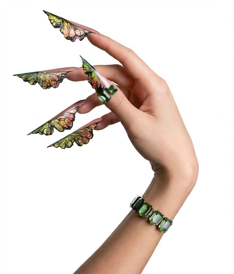 Nail art a farfalla realizzata in PriMo Academy